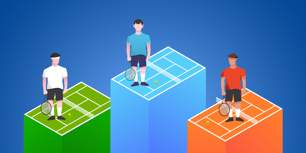 Quem é o melhor tenista de todos os tempos?  Utilizamos dados para  comparar Federer, Nadal e Djokovic